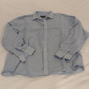 Johnston & Murphy Light Blue Plaid Button Down Shirt